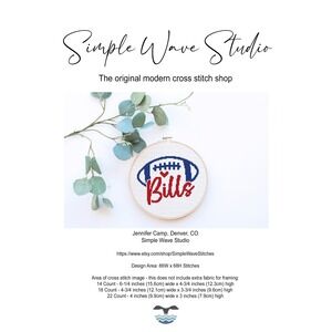 Buffalo Bills Football Counted Cross‎ Stitch Pattern KIT